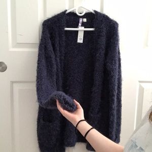 Fuzzy Navy Blue Cardigan